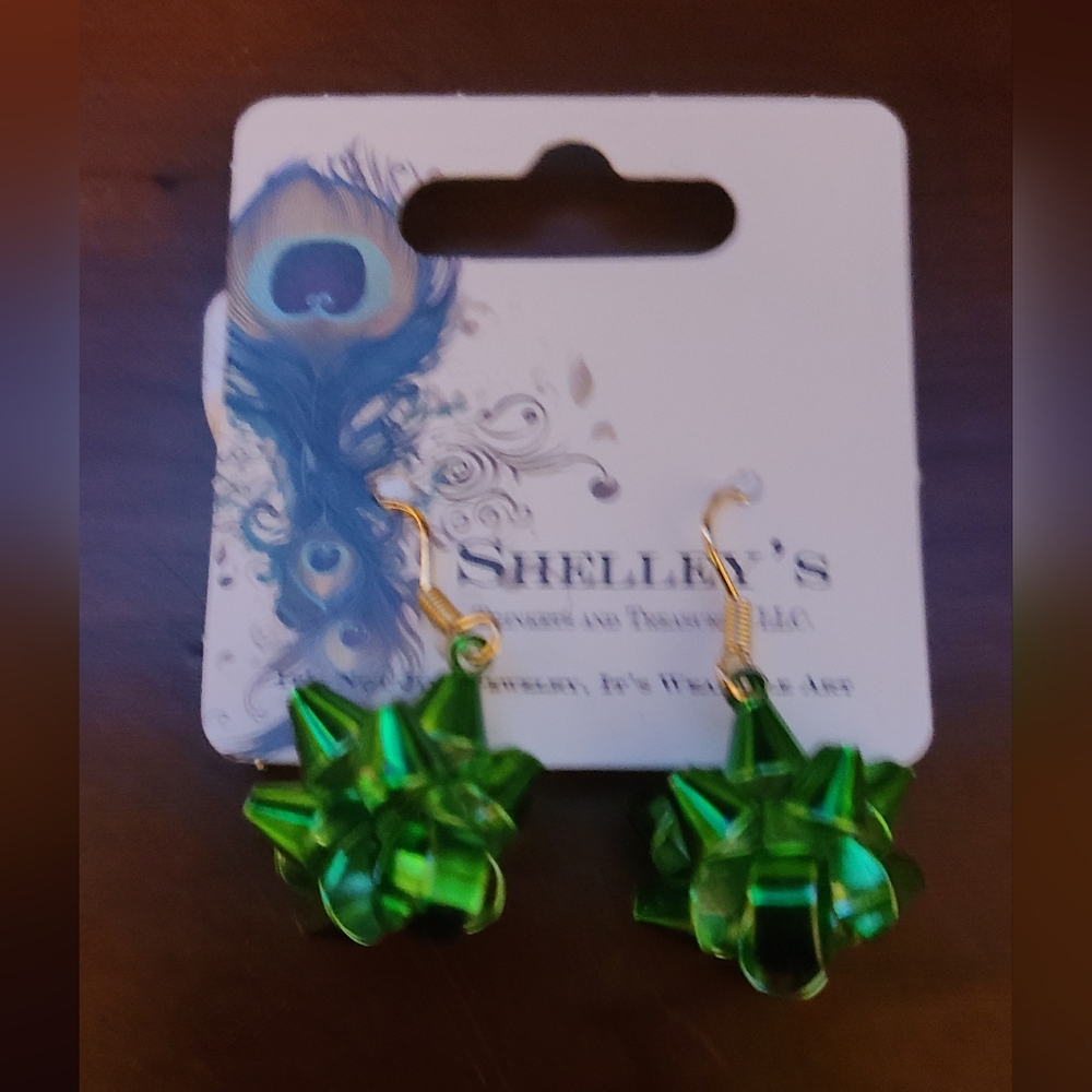 Green Bow Earrings